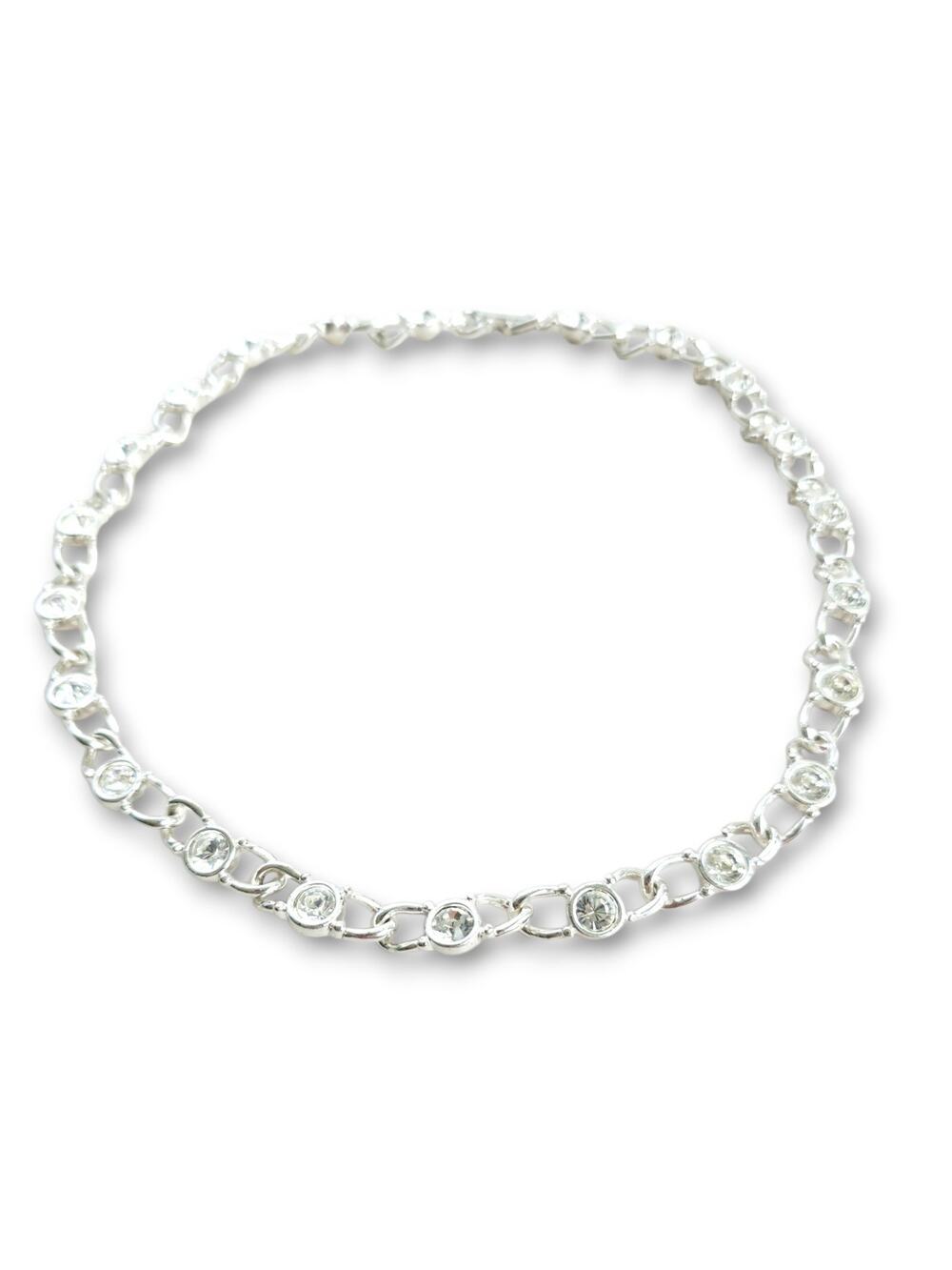 SWAROVSKI Crystal Necklace Silver Plated Formal Oldmoney Prom Glam‎ Choker